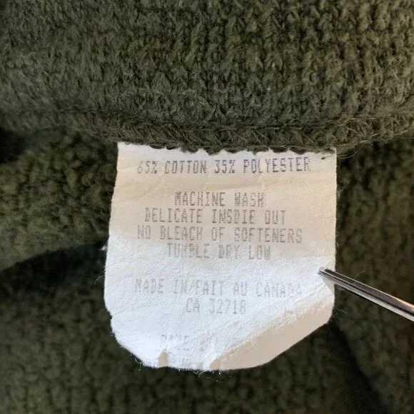 Vintage 1/4 Zip Fleece Henley Sweater Jacket Mens L Embroidered Green Pullover - Picture 7 of 11